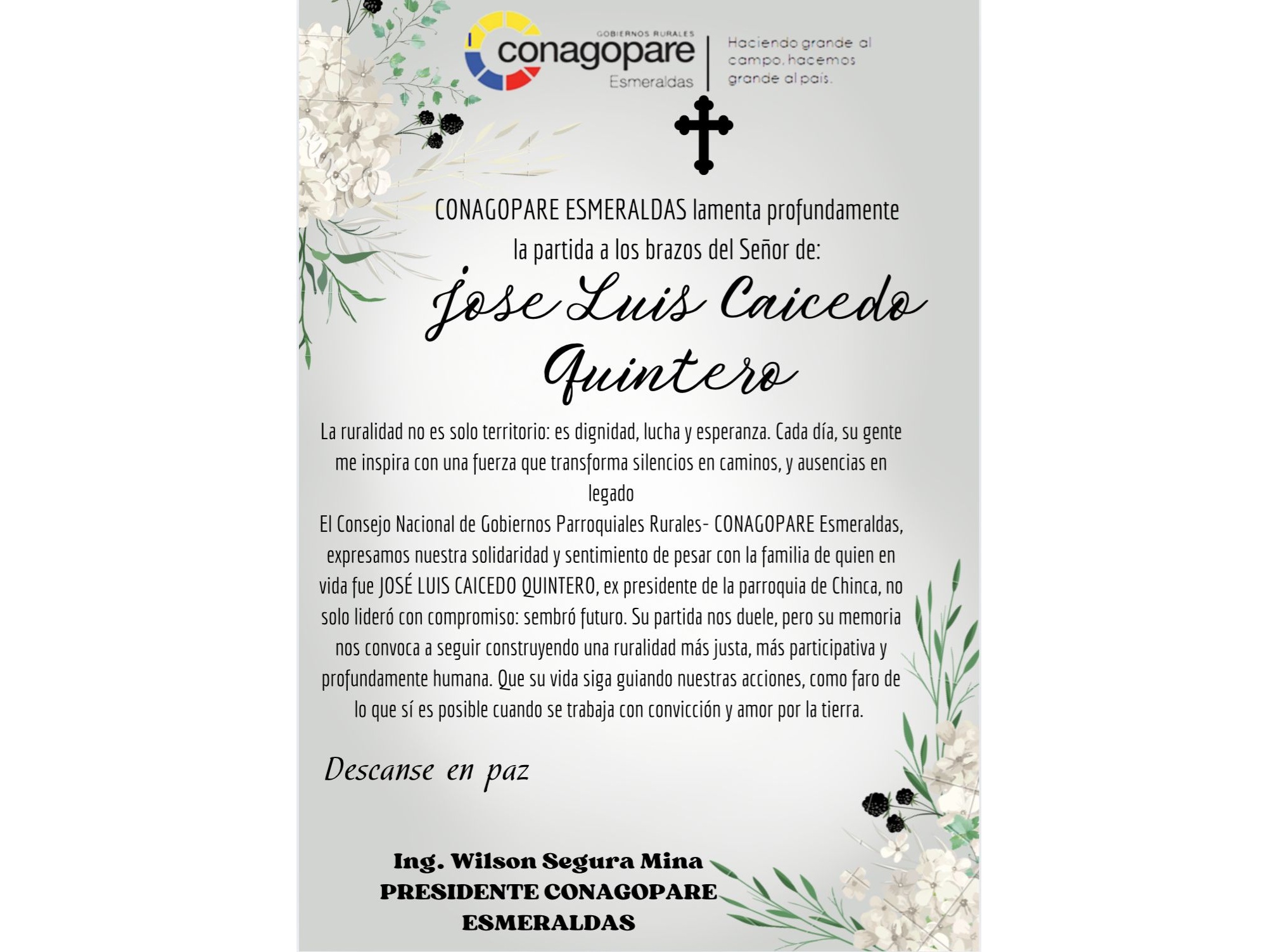 EN MEMORIA DEL APRECIADO DIRIGENTE Y AMIGO